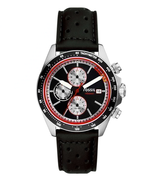 FOSSIL AUTOCROSS BLACK LEATHER STRAP BLACK DIAL CHRONOGRAPH