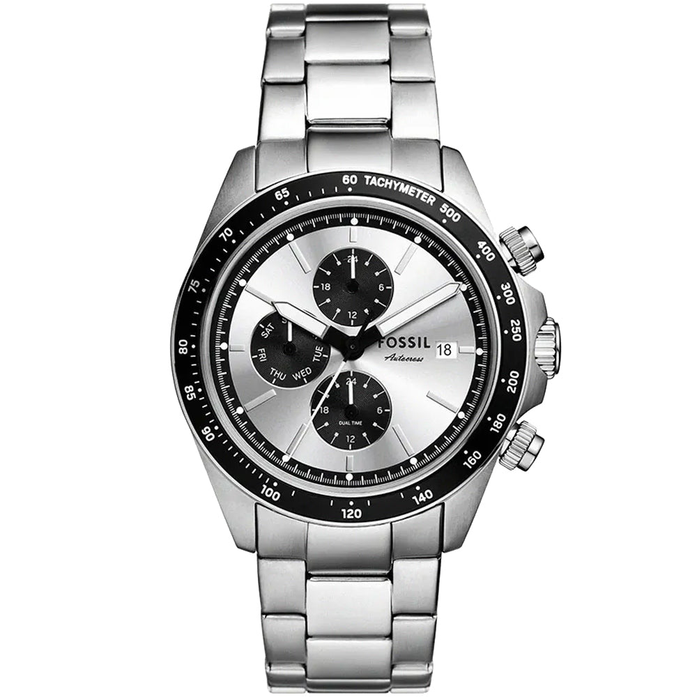 FOSSIL AUTOCROSS SILVER STAINLESS STEEL SILVER DIAL COSMOGRAPH