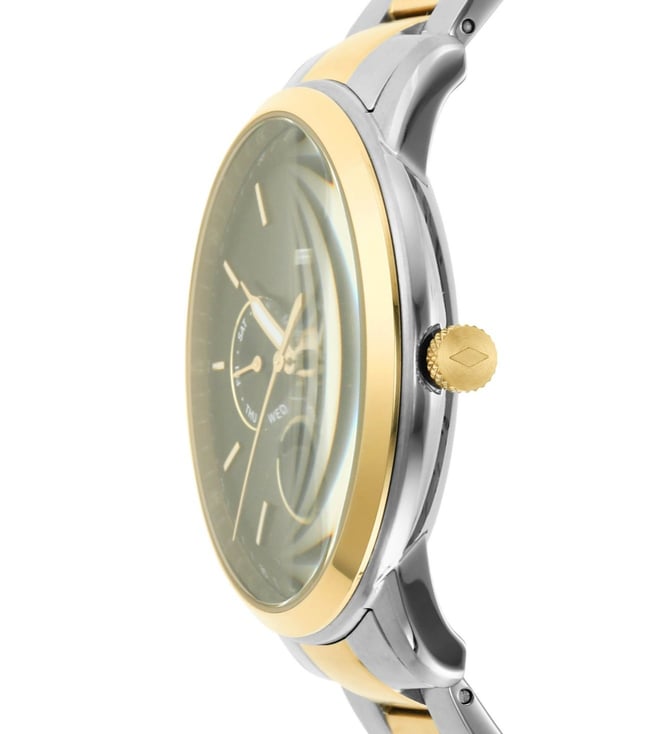 FOSSIL NEUTRA MOONPHASE TWO-TONE STAINLESS STEEL BLACK DIAL COSMOGRAPH