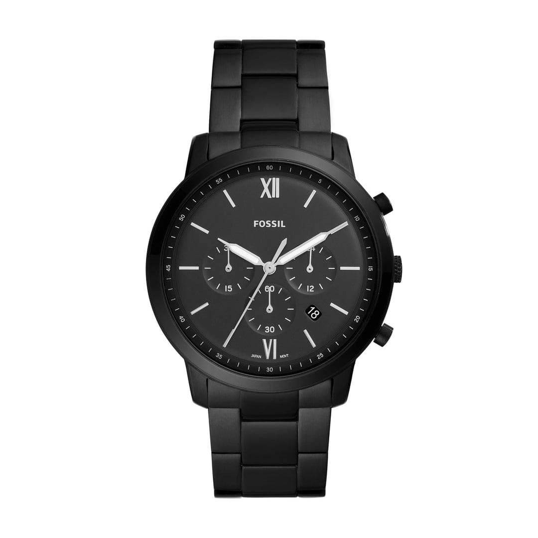 FOSSIL NEUTRA BLACK STAINLESS STEEL BLACK DIAL CHRONOGRAPH
