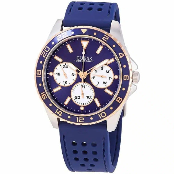 GUESS ODYSSEY BLUE SILICONE STRAP BLUE DIAL