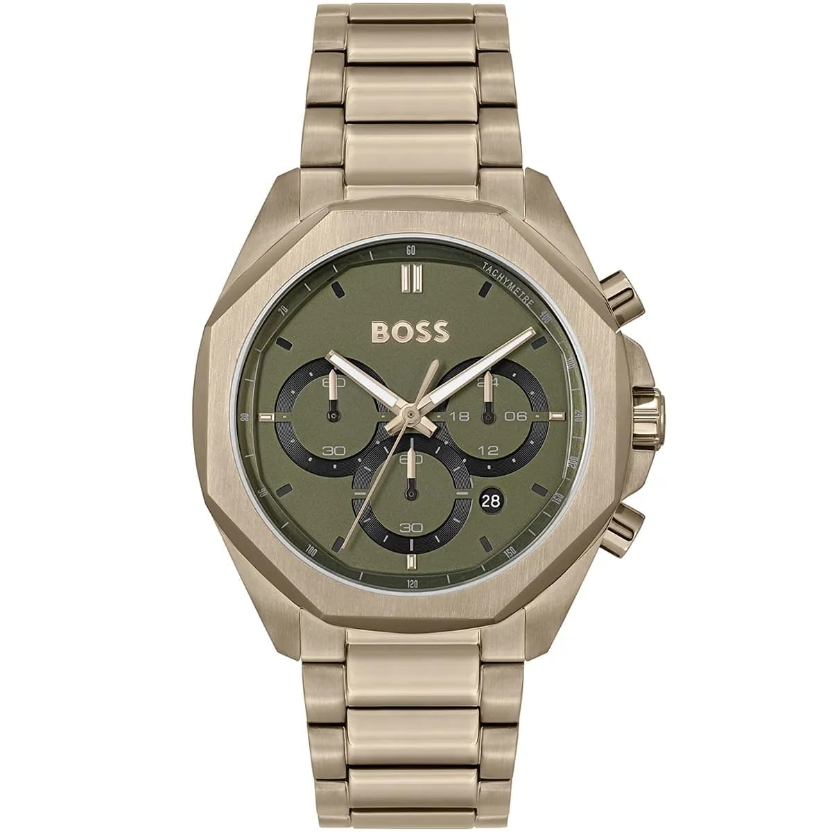 HUGO BOSS CLOUD ROSE-GOLD STAINLESS STEEL GREEN DIAL CHRONOGRAPH