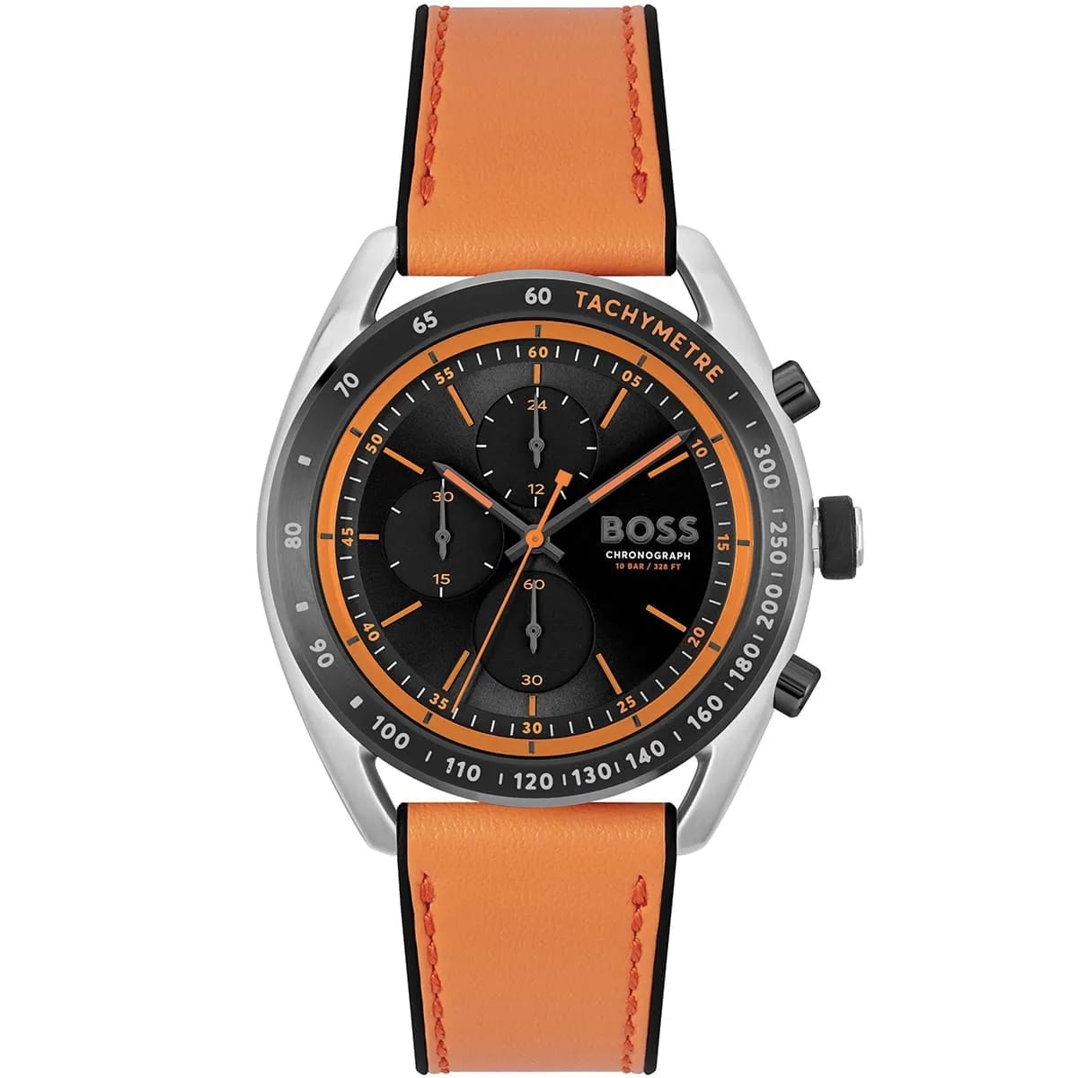 HUGO BOSS CENTER COURT ORANGE HYBRID STRAP BLACK DIAL CHRONOGRAPH