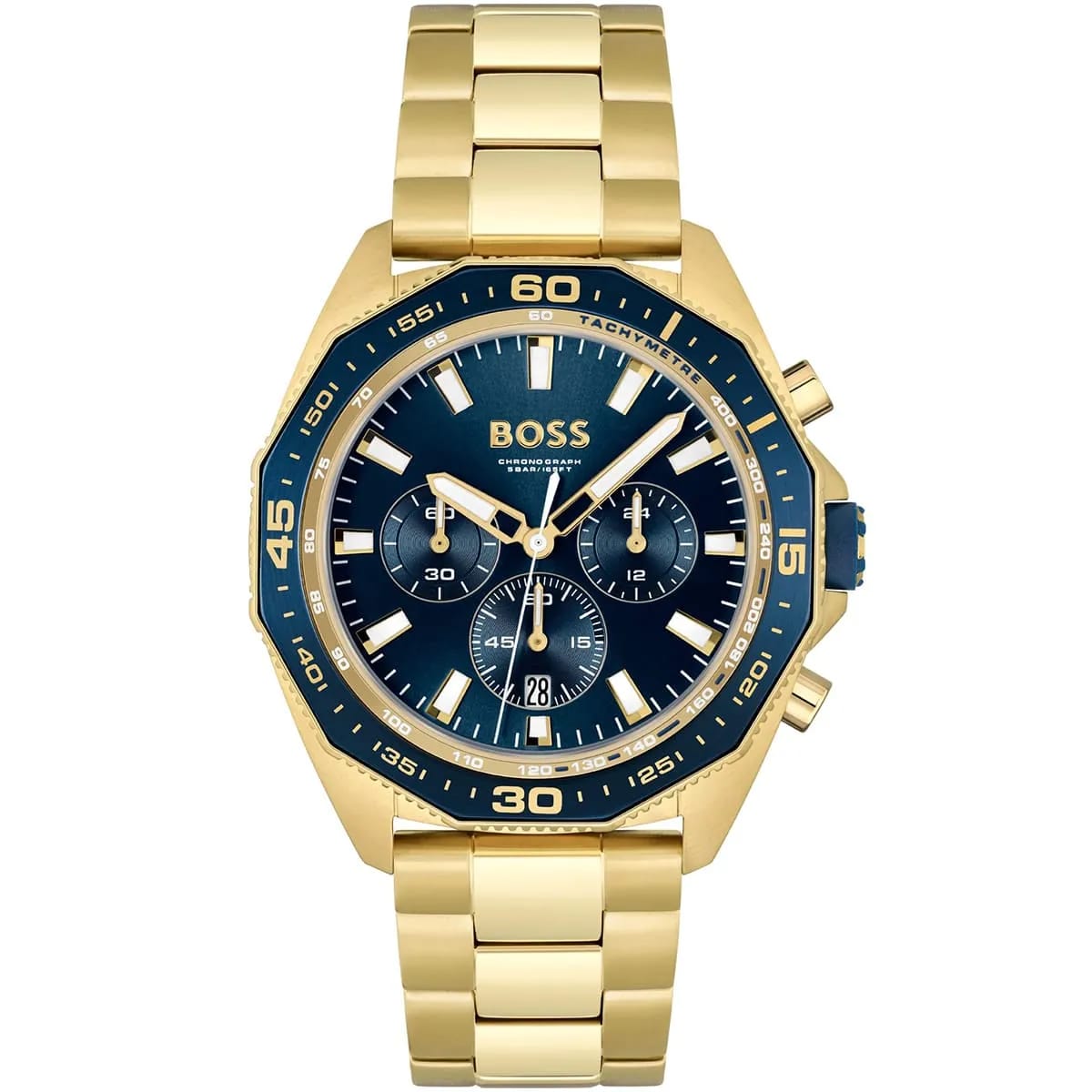 HUGO BOSS ENERGY GOLD STAINLESS STEEL BLUE DIAL CHRONOGRAPH