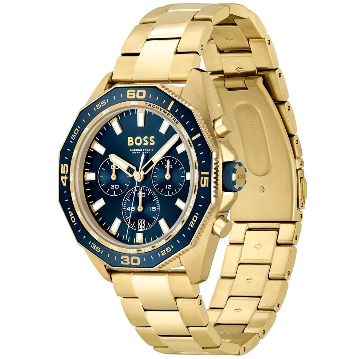 HUGO BOSS ENERGY GOLD STAINLESS STEEL BLUE DIAL CHRONOGRAPH