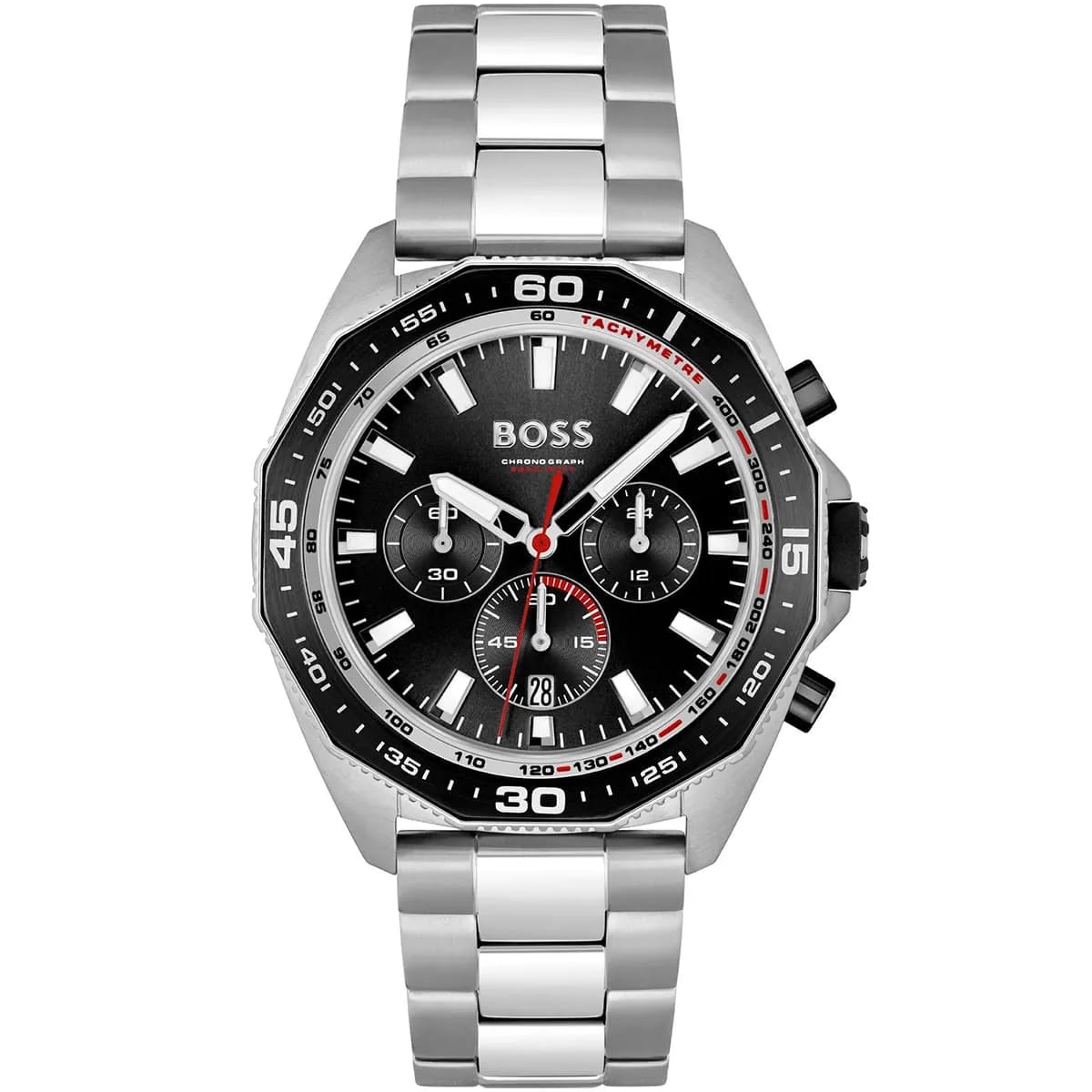 HUGO BOSS ENERGY SILVER STAINLESS STEEL BLACK DIAL CHRONOGRAPH