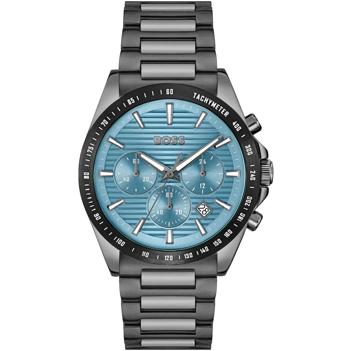 HUGO BOSS STRIKE ANTHRACITE STAINLESS STEEL LIGHT BLUE DIAL CHRONOGRAPH