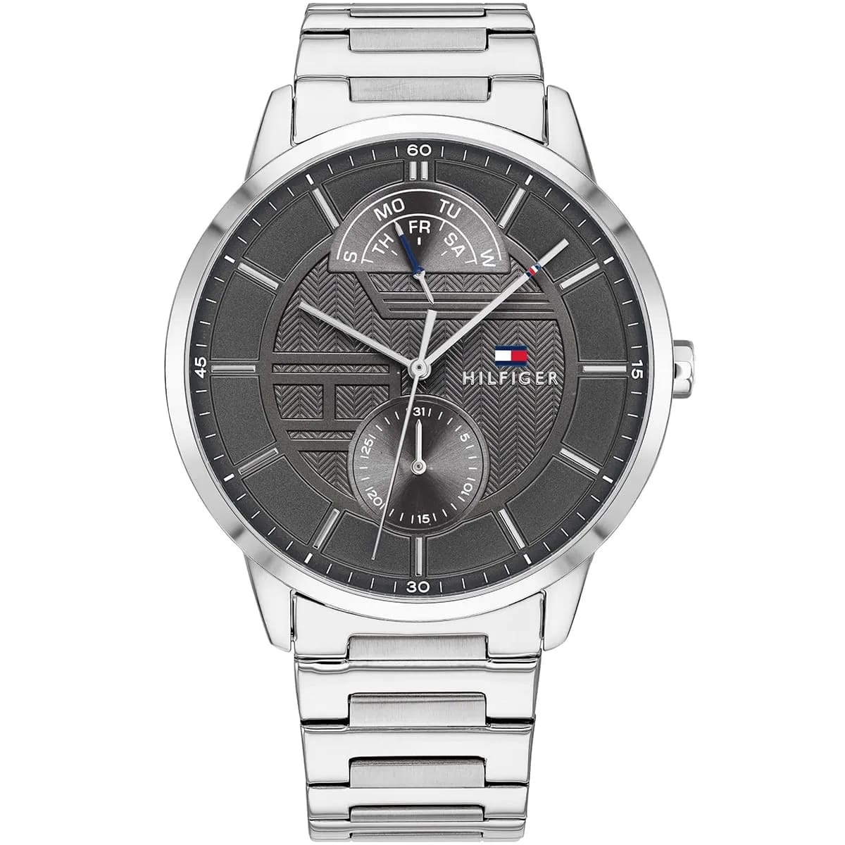 TOMMY HILFIGER HUNTER SILVER STAINLESS STEEL CHAIN GREY DIAL COSMOGRAPH