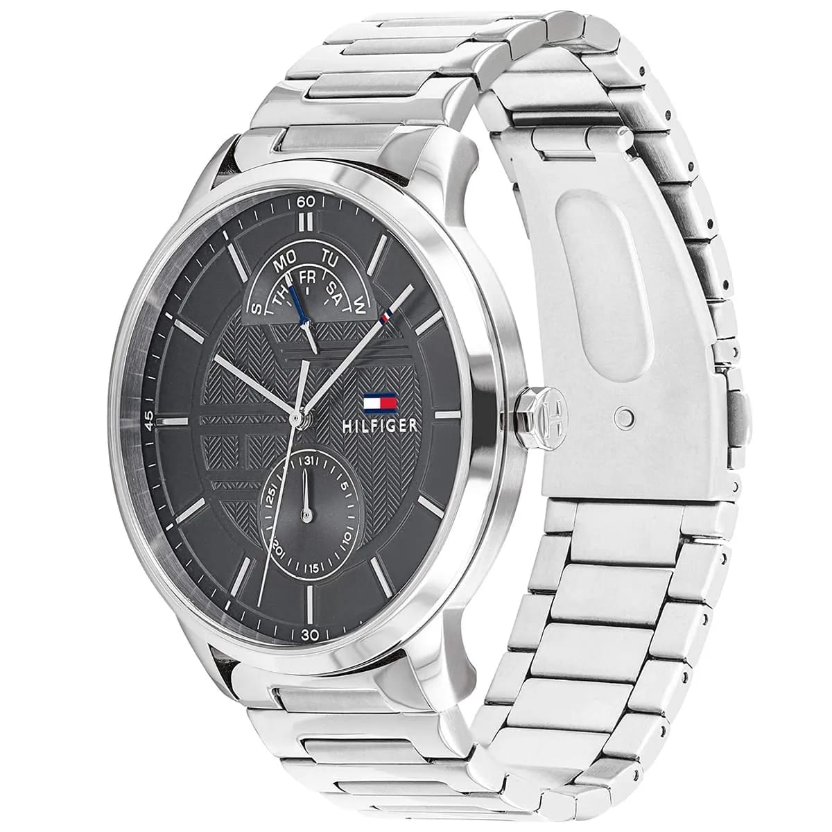 TOMMY HILFIGER HUNTER SILVER STAINLESS STEEL CHAIN GREY DIAL COSMOGRAPH