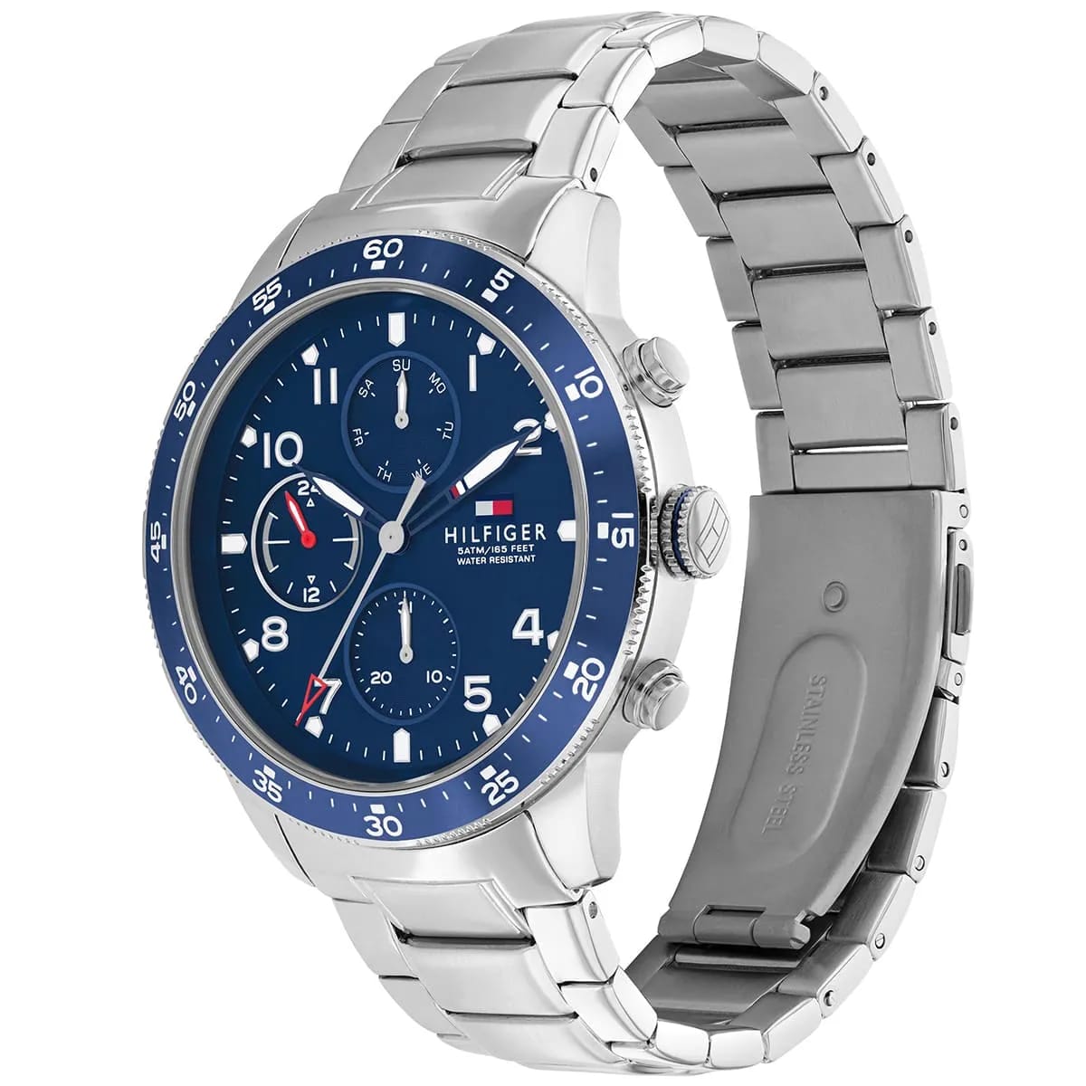 TOMMY HILFIGER JIMMY SILVER STAINLESS STEEL BLUE DIAL COSMOGRAPH