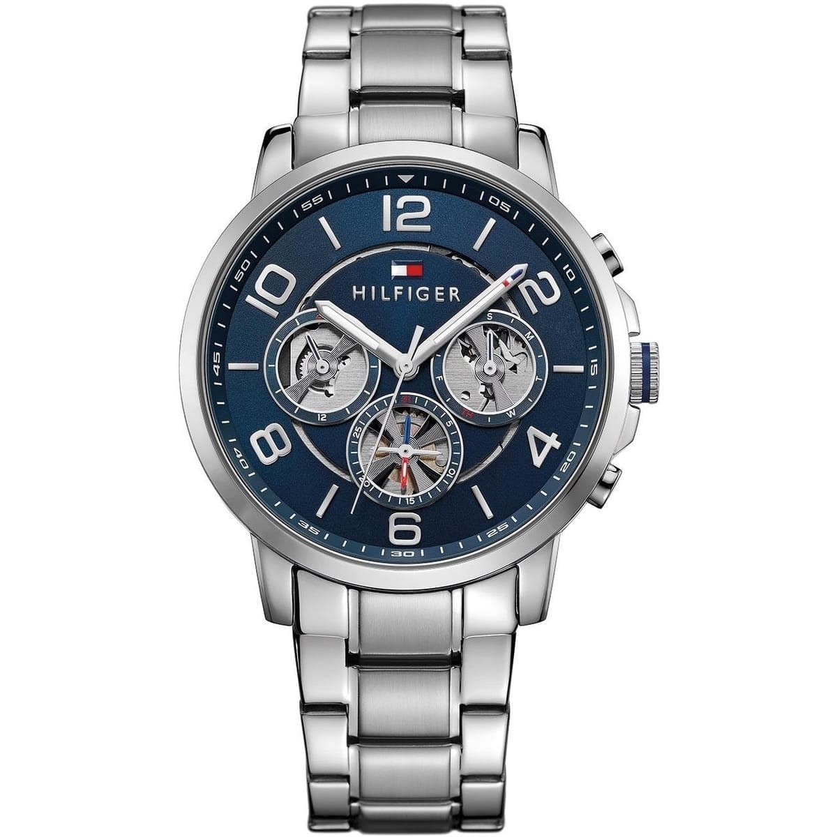 TOMMY HILFIGER KEAGAN SILVER STAINLESS STEEL BLUE DIAL COSMOGRAPH