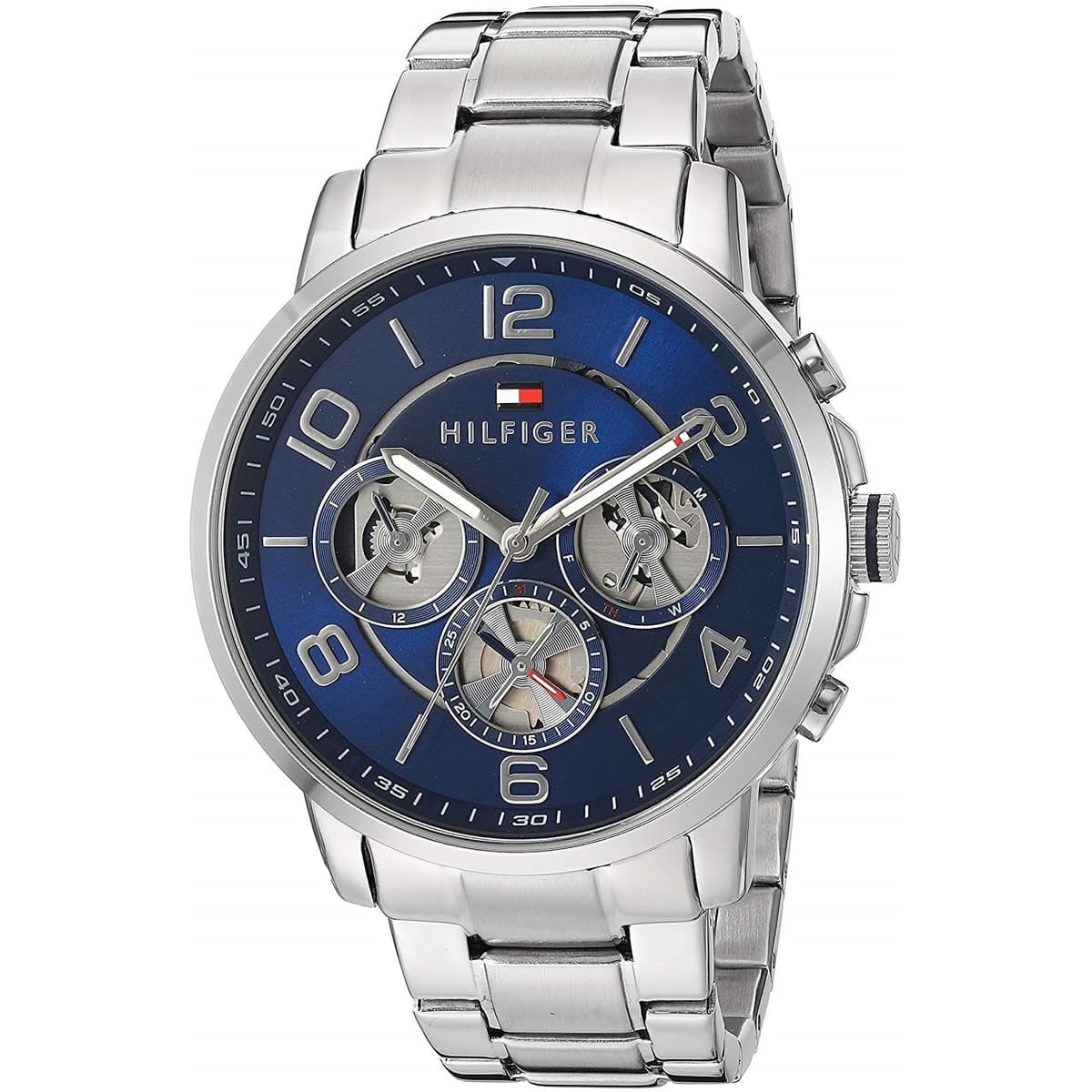 TOMMY HILFIGER KEAGAN SILVER STAINLESS STEEL BLUE DIAL COSMOGRAPH