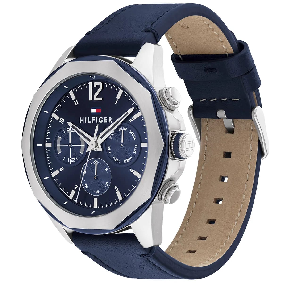 TOMMY HILFIGER LARS BLUE LEATHER STRAP BLUE DIAL COSMOGRAPH