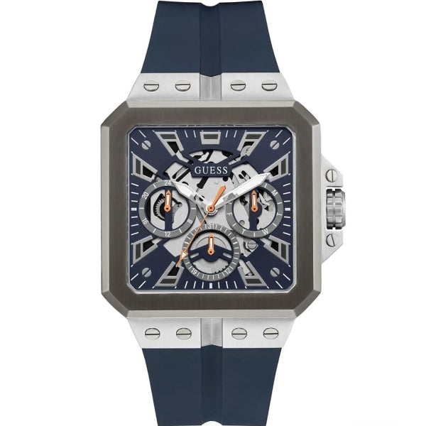 GUESS LEO NAVY BLUE SILICONE STRAP