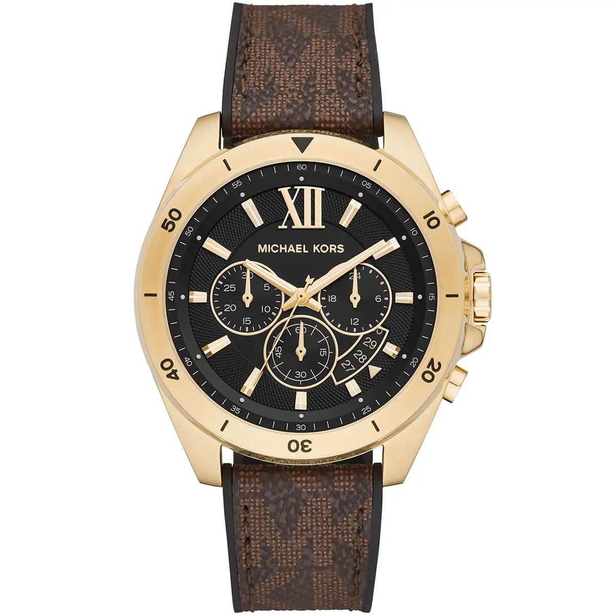 MICHAEL KORS OVERSIZED BRECKEN BROWN HYBRID STRAP BLACK DIAL CHRONOGRAPH