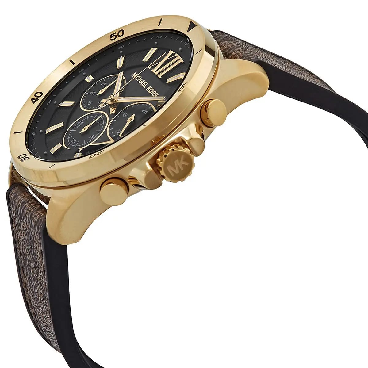 MICHAEL KORS OVERSIZED BRECKEN BROWN HYBRID STRAP BLACK DIAL CHRONOGRAPH