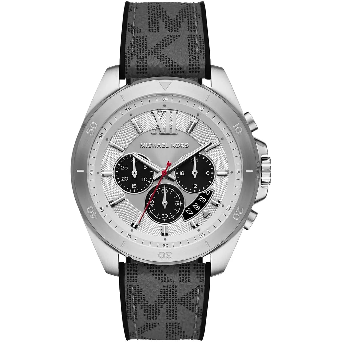 MICHAEL KORS OVERSIZED BRECKEN GREY HYBRID STRAP SILVER DIAL CHRONOGRAPH