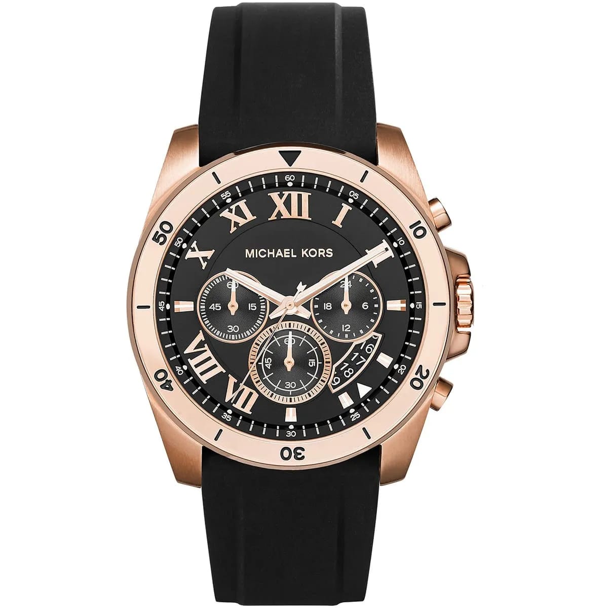 MICHAEL KORS BRECKEN BLACK SILICONE STRAP BLACK DIAL CHRONOGRAPH
