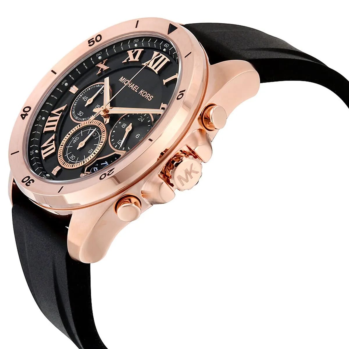 MICHAEL KORS BRECKEN BLACK SILICONE STRAP BLACK DIAL CHRONOGRAPH