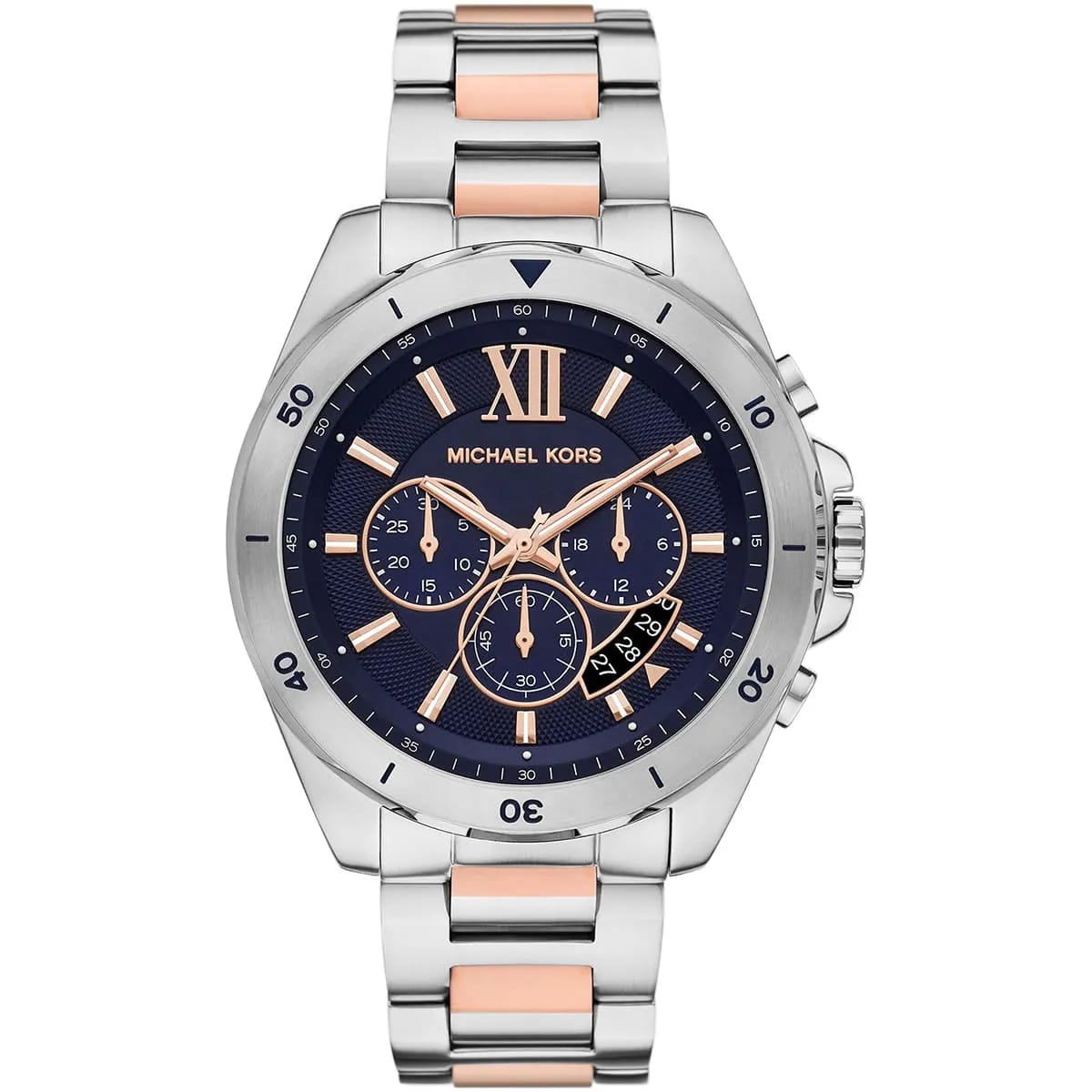 MICHAEL KORS BRECKEN TWO TONE STAINLESS STEEL BLUE DIAL CHRONOGRAPH