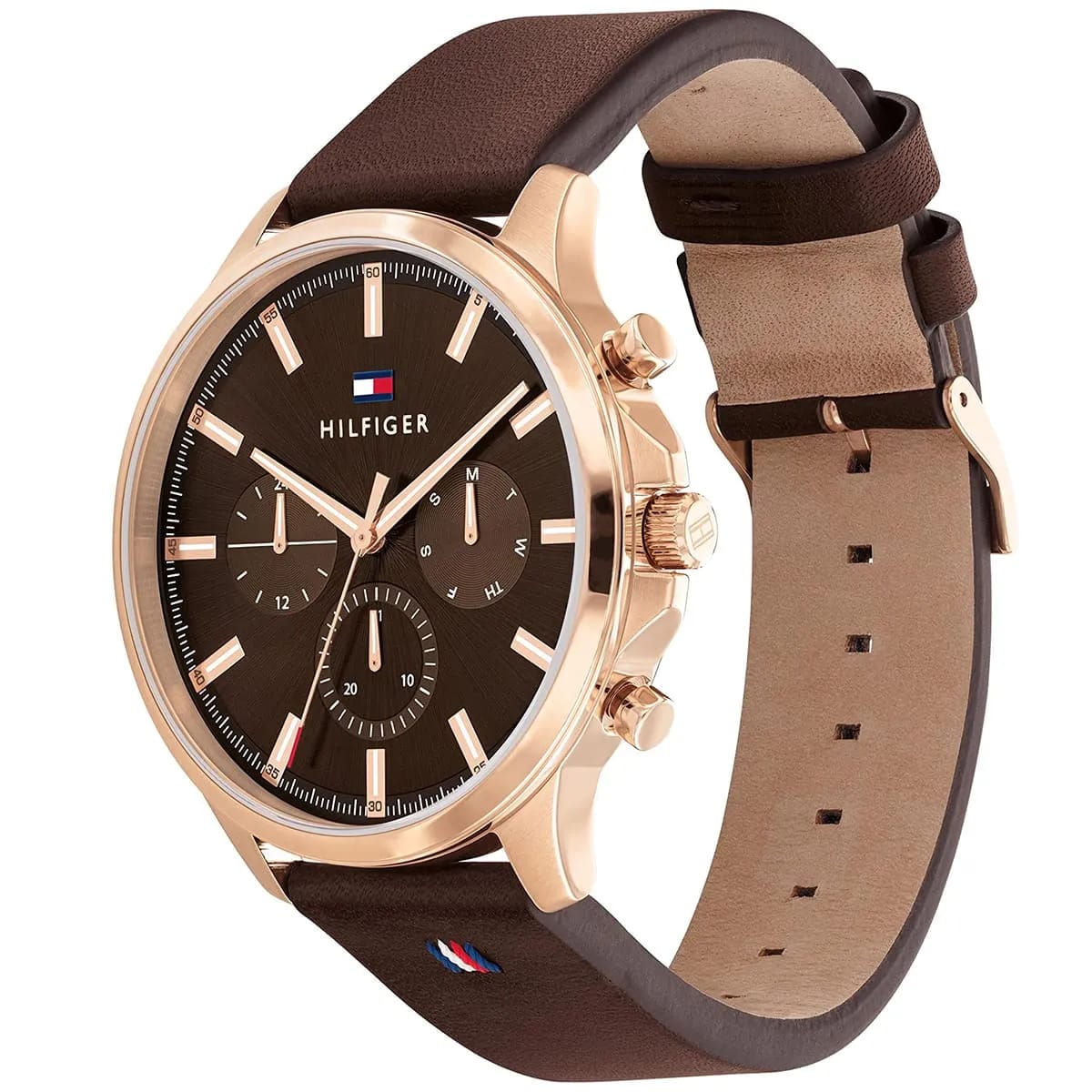 TOMMY HILFIGER RYDER BROWN LEATHER STRAP BROWN DIAL COSMOGRAPH