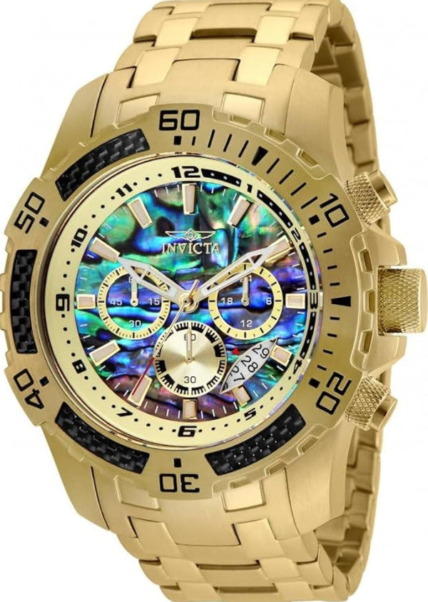 INVICTA SCUBA PRO DIVER GOLD STAINLESS STEEL ABALONE DIAL