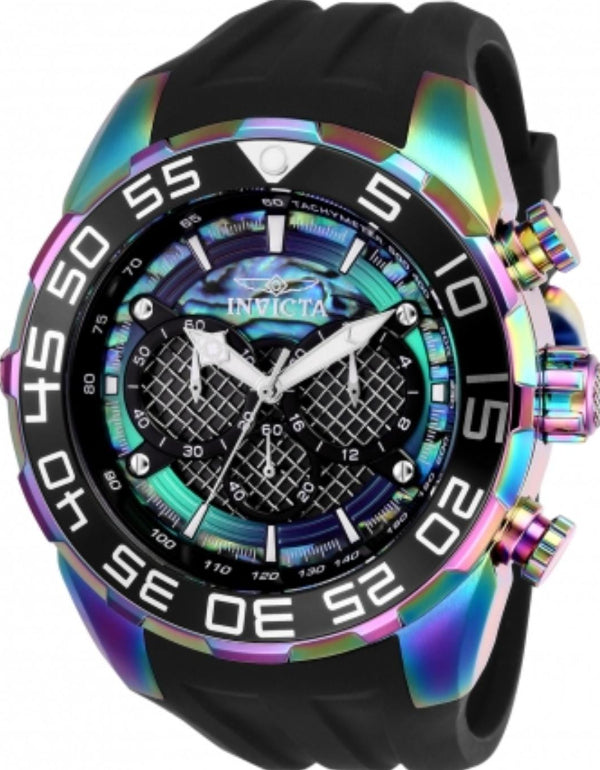 INVICTA SPEEDYWAY BLACK SILICONE STRAP ABALONE DIAL