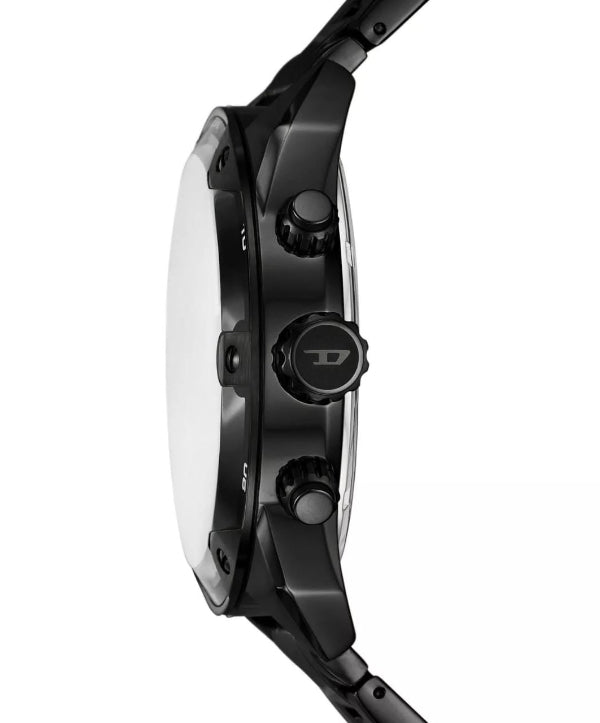 DIESEL SPIKED BLACK STAINLESS STEEL BROWN DIAL