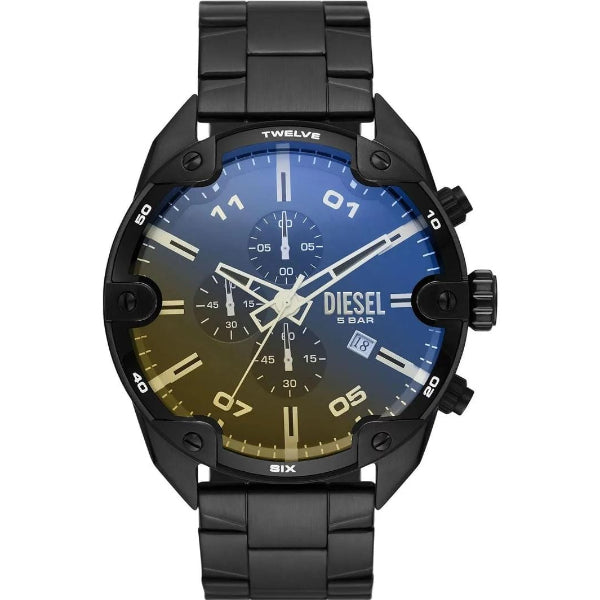 DIESEL SPIKED BLACK STAINLESS STEEL MULTI DIAL