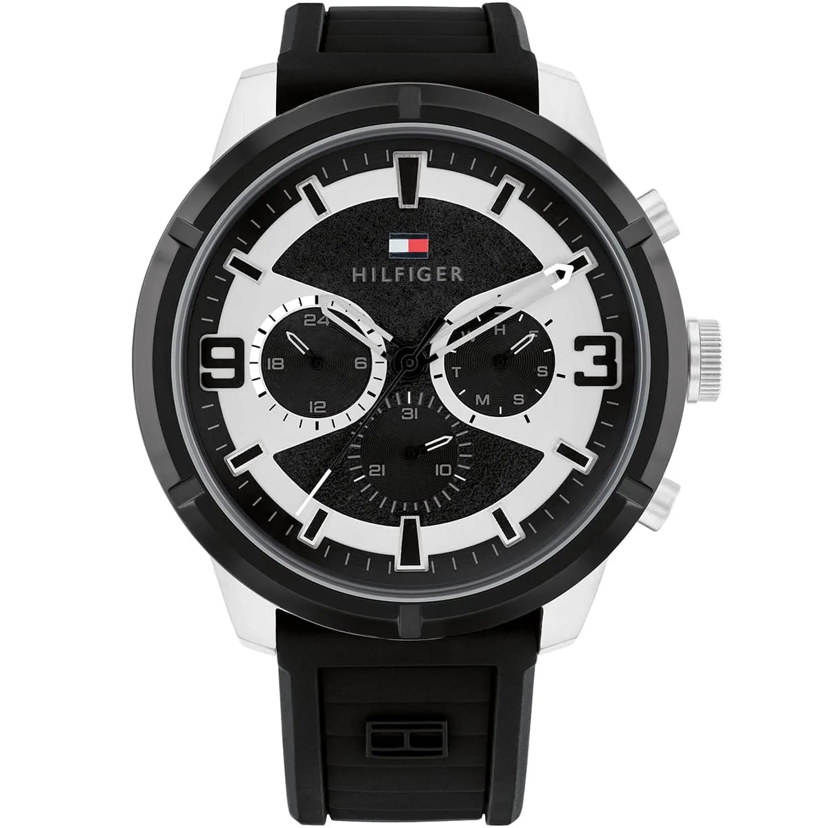 TOMMY HILFIGER WILD BLACK SILICONE STRAP MULTICOLOR DIAL COSMOGRAPH