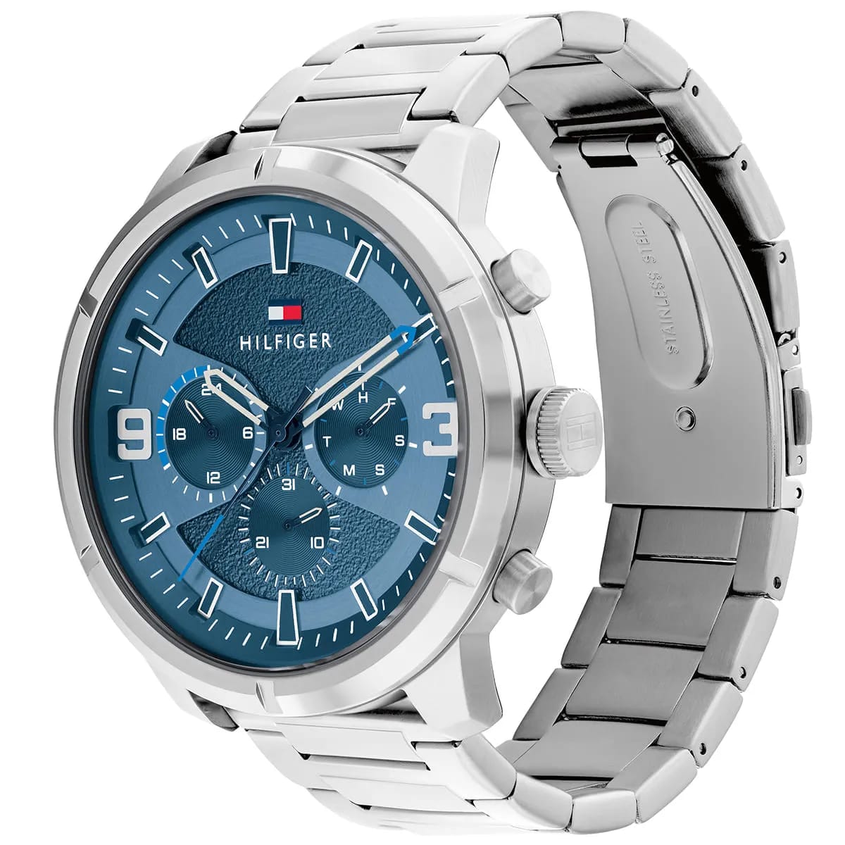 TOMMY HILFIGER WILD SILVER STAINLESS STEEL BLUE DIAL COSMOGRAPH
